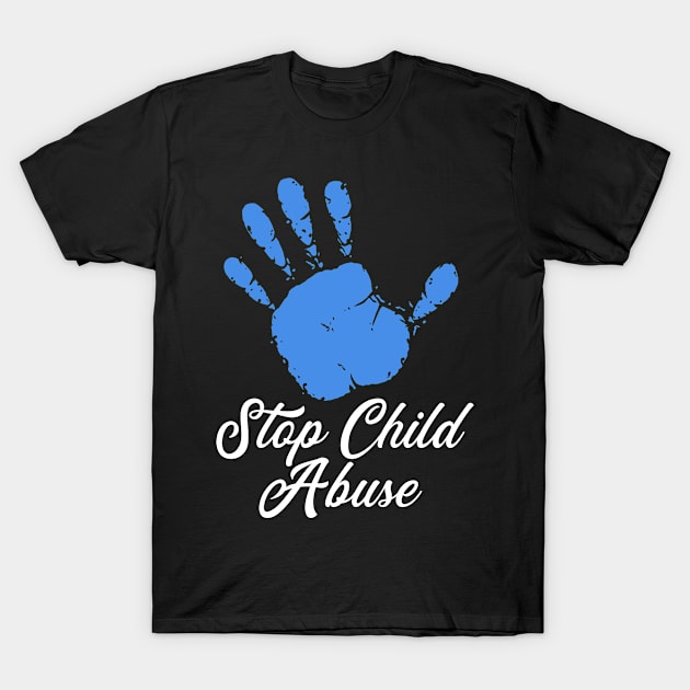 Child Abuse Prevention Awareness Month Blue Ribbon gift idea T-Shirt by Mad Maggie